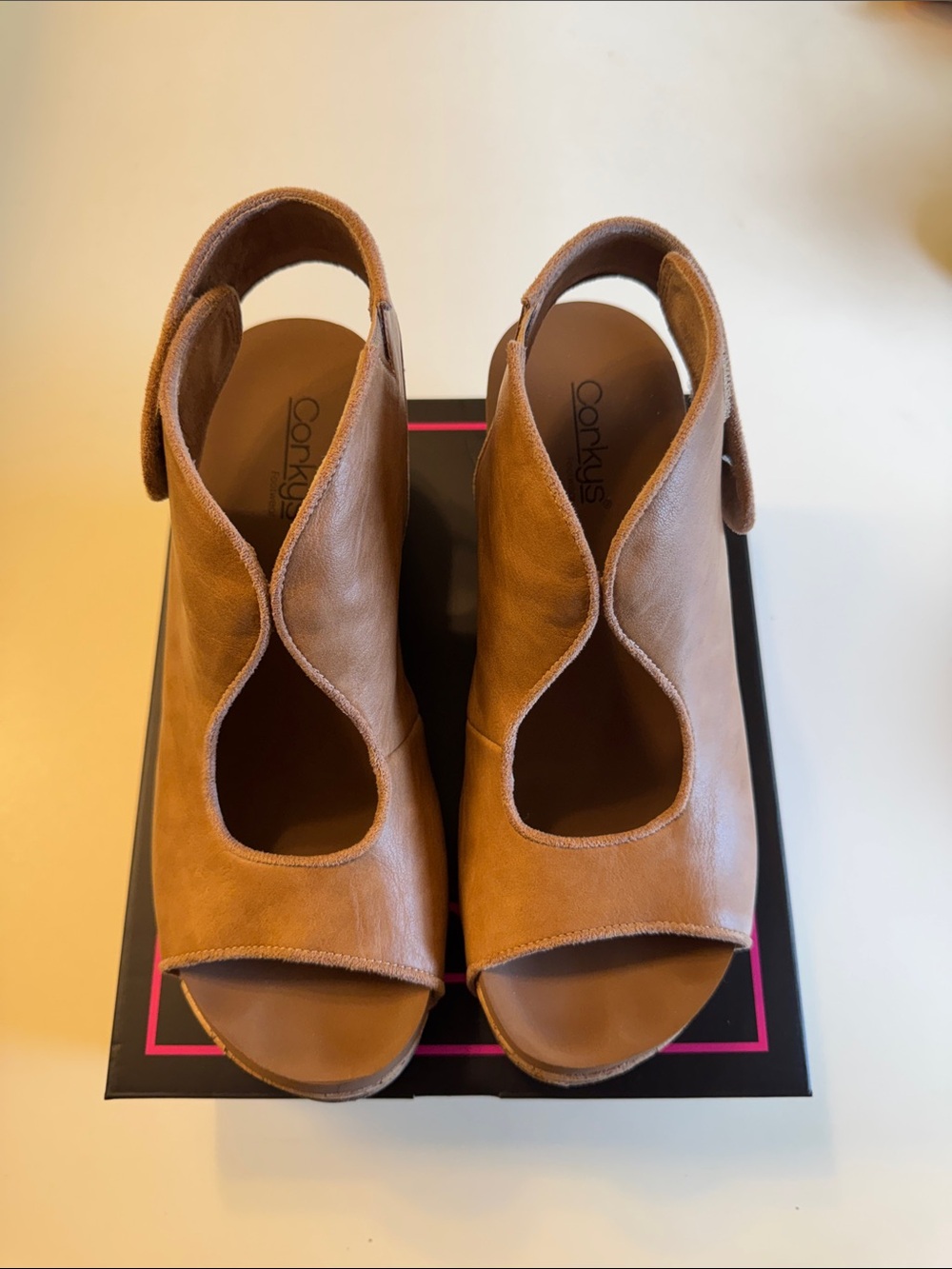 Corkys Caramel Open-Toe Wedge Sandals - Picture 2 of 3